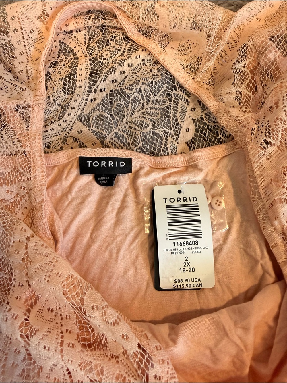 torrid Peach Lace V-Neck Ruffle-Hem Maxi Dress - Picture 6 of 9